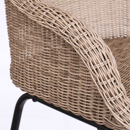 Ladd Outdoor Metal Wicker Barstool, Light Brown Faux Wicker, Set of 2