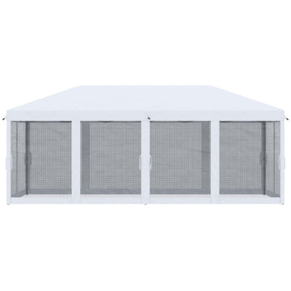 Outsunny 10' x 20' Pop Up Canopy Tent with Netting, Heavy Duty Instant Sun Shelter, Large Tents for Parties with Carry Bag for Outdoor, Garden, Patio, Cream White