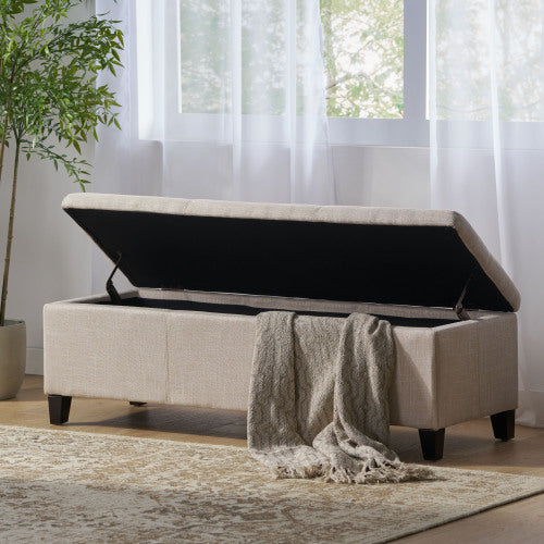 Upholstered Storage Ottoman, Solid Wooden Legs (old sku 57742.00LBE)