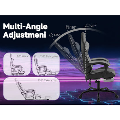 Gaming chair, Computer chair Ergonomic chair with footrest Office chair Ergonomic computer chair with lumbar backrest Blackgray