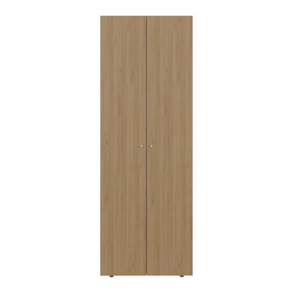 Home 2 Doors Closet System Armoire, Hanging Rod and Storage Shelf, Modern Armoire for Bedroom Organization Storage, Natural Oak
