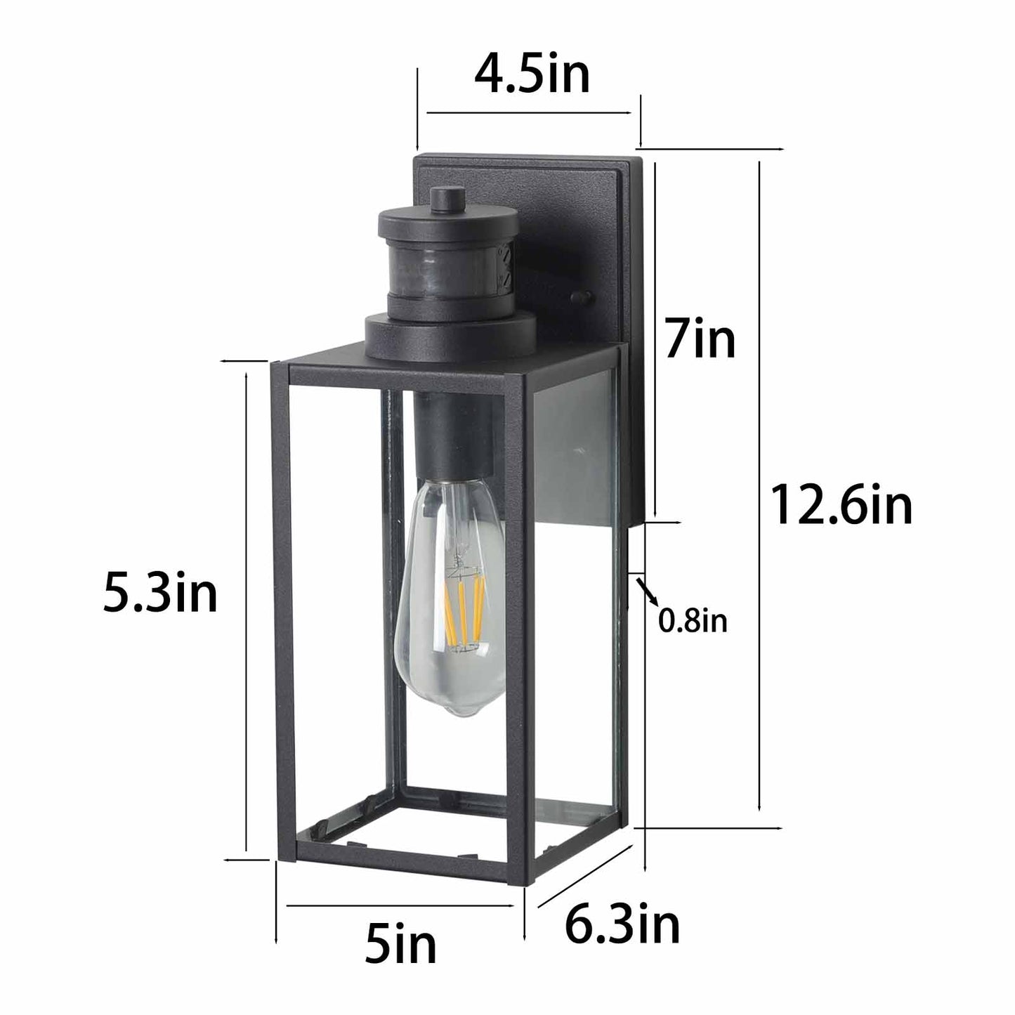 1-Light Matte Black Non-Motion Sensing Outdoor Hardwired Wall Sconce Light with Socket, Bulb Not Included