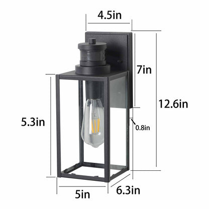 1-Light Matte Black Non-Motion Sensing Outdoor Hardwired Wall Sconce Light with Socket, Bulb Not Included