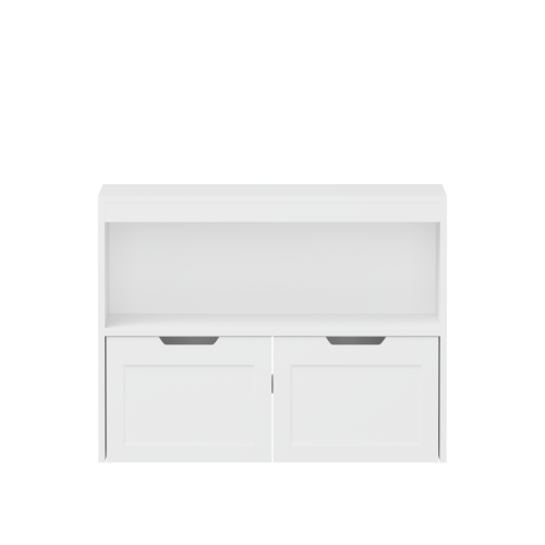 Kids Toy Storage Organizer with Drawers Open Shelves and Wheels White