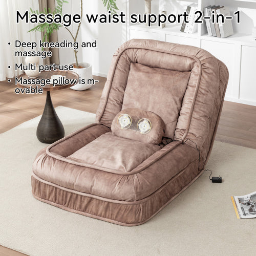 Human-Size Upholstered Dog-Style Floor Sofa,5-Position Adjust & Massage Pillow