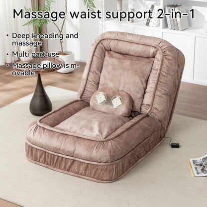 Human-Size Upholstered Dog-Style Floor Sofa,5-Position Adjust & Massage Pillow
