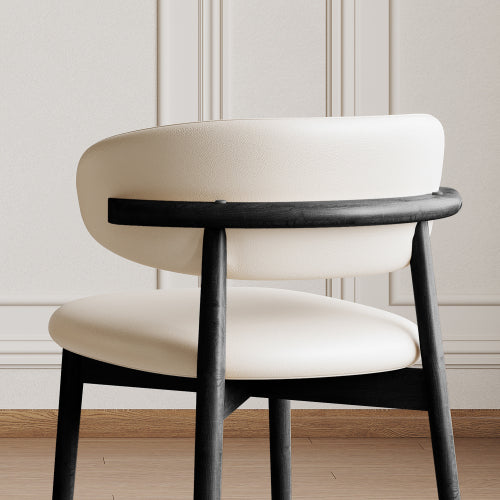 Set of 2 Black Ash Wood Mid-Century Dining Chairs, Minimalist Solid Wood Armless Side Chairs