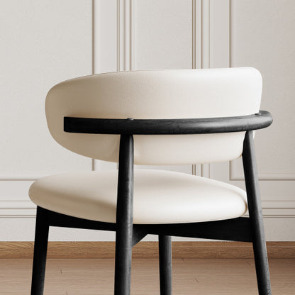 Set of 2 Black Ash Wood Mid-Century Dining Chairs, Minimalist Solid Wood Armless Side Chairs