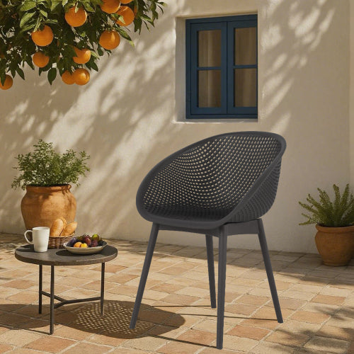 Holiday - 2-Pack Modern Lounge Chairs – Indoor/Outdoor All-Weather PP Plastic, Lightweight for Patio, Beach, Living Room (Warm Grey)