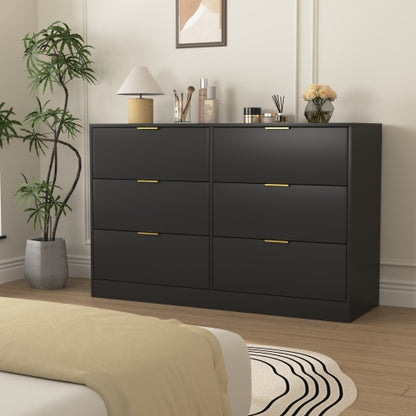 Simply Modern 6-Drawer Dresser, Chest of Drawers for Bedroom, Living Room, Hallway, and Entryway - Large Storage Cabinet Black