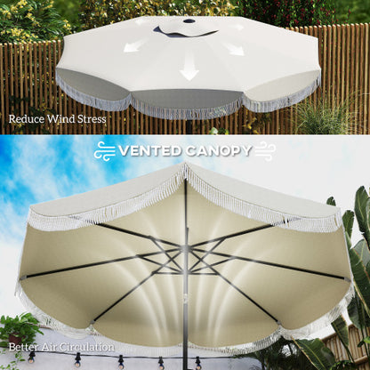 Vented Patio Table Umbrella,Outdoor Umbrella,with Crank, 8 Ribs, Push Button Tilt