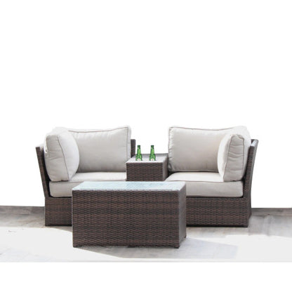 Fully Assembled 2 Piece Outdoor Rattan Seating Group with Cushions Loveseat Coffee Table