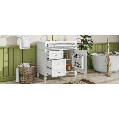 36'' Bathroom Vanity with Top Sink, Modern Bathroom Storage Cabinet with 2 Drawers and a Tip-out Drawer, Single Sink Bathroom Vanity