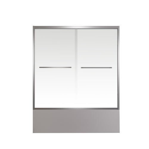 56-60"x58" Aluminum Frame Double Sliding Bathtub Screen, Bypass Bathroom Sliding Door with Premium 1/4" (6mm) Clear Tempered Glass, Chrome Hardware Sliding Glass Shower Enclosure,Chrome Finished