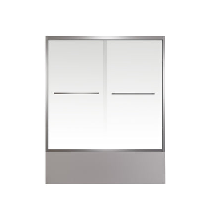 56-60"x58" Aluminum Frame Double Sliding Bathtub Screen, Bypass Bathroom Sliding Door with Premium 1/4" (6mm) Clear Tempered Glass, Chrome Hardware Sliding Glass Shower Enclosure,Chrome Finished
