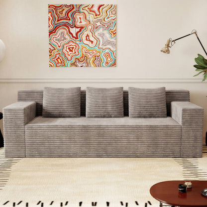 71 inch  Corduroy L-Shaped Modular 3-Seater Sofa, No Assembly Required