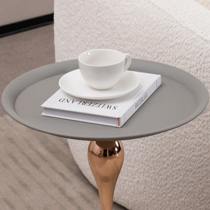 Mermaid Tail Base Round Side Table, Metal Pedestal