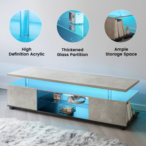 Gray and Black 55 inch LED TV Stand with Storage Cabinet