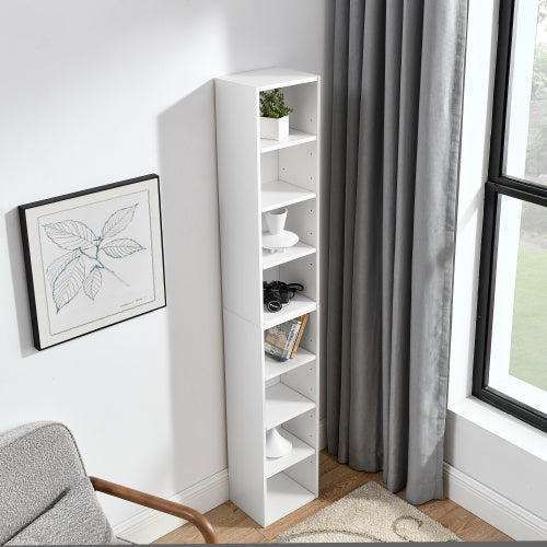 70.9 Inch 8-Tier Detachable Slim Media Storage Tower Adjustable Home Office Bookcase