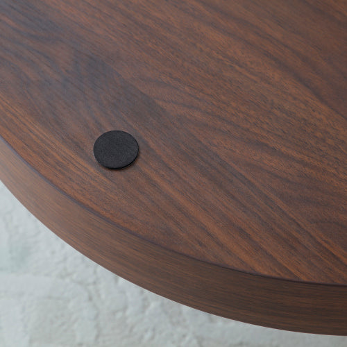 Double-Layer Round Coffee Table, Glass Top & Walnut MDF Legs, 220lbs Capacity