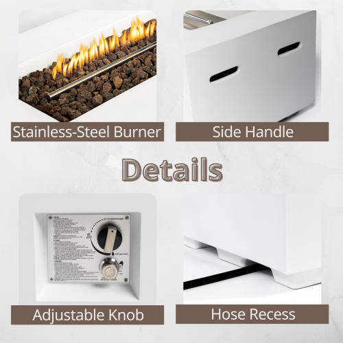 Outdoor Rectangle Propane Fire Pit Table 60inch