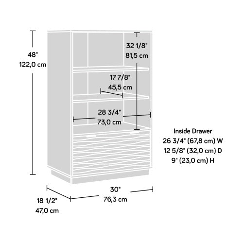 White Coastal Style 2-Shelf Adjustable Bookcase With Lower Drawer