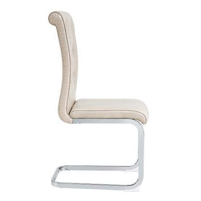Set of 2 Retro Alligator Skin PVC Dining Chairs, Crystal Buckle Chairs with Electroplated Metal Bow Legs