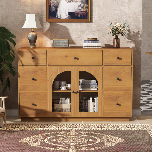 Natural Storage Cabinet with 7 Drawers and 2 Doors