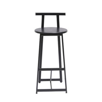 27inch H Barstool Set of 3 Wooden Round Bar Stools with Footrest Modern Kitchen Chairs for Counter (Black & Black)