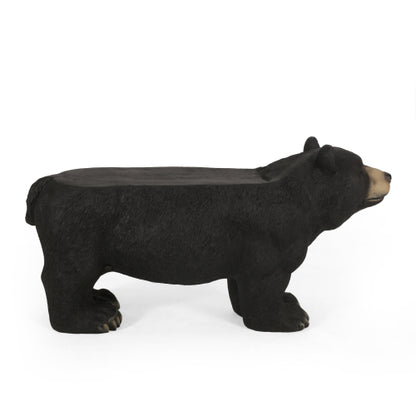 BEAR BENCH, Concrete Outdoor Bench, Outdoor Bench, Matte Black + Black