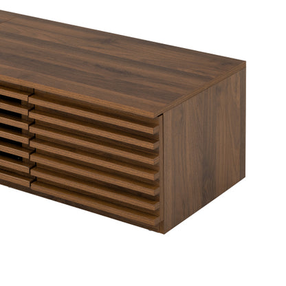70.8 inch Walnut Fluted Flip Door TV Stand Low Profile Media Console For 65¨C80 Inch TV