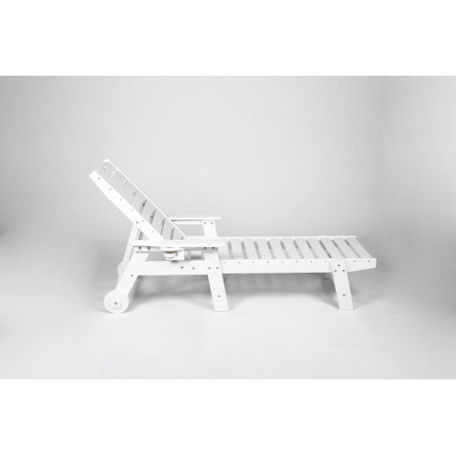 Lounge Chair with Side Table, 3-Piece Oversized Chaise Lounge Chair Setwith Wood Texture,White