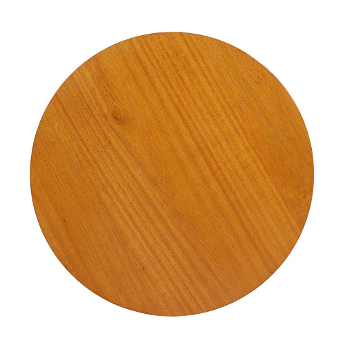 Ochre Round Rattan End Table, 15.7 Inch Woven Side Table with Rubber Wood Top, Small Accent Table for Bedroom Living Room