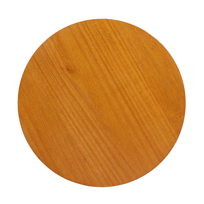 Ochre Round Rattan End Table, 15.7 Inch Woven Side Table with Rubber Wood Top, Small Accent Table for Bedroom Living Room