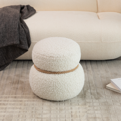 White Snowman Shaped Plush Ottoman Foot Stool, Cute Character Accent Seat for Entryway Kids Room