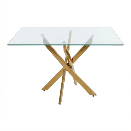 47.24 Inch Tempered Glass Table with Gold Legs