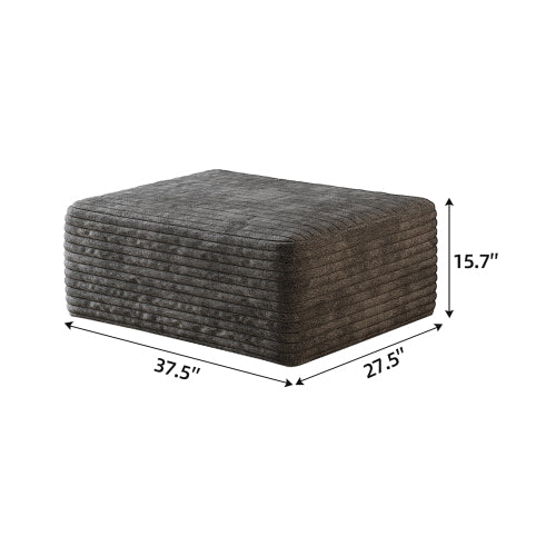 Dark Grey Plush Corduroy Sofa Ottoman with Compressed Packaging