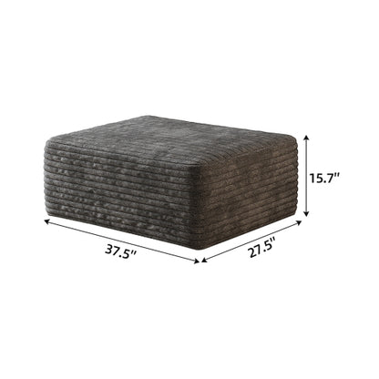Dark Grey Plush Corduroy Sofa Ottoman with Compressed Packaging