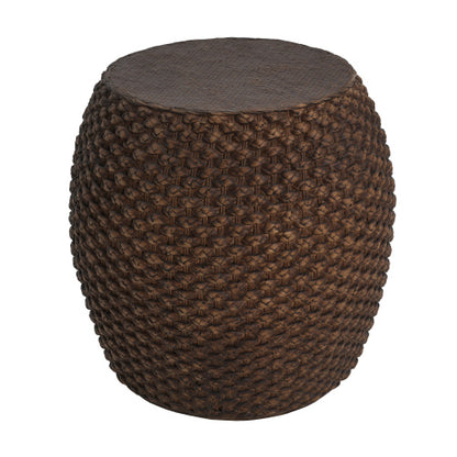 Faux Rattan Side Table for Both Indoor and Outdoor Use, Handmade MgO, Brown