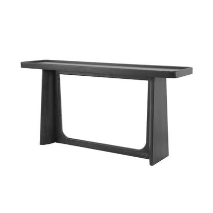 Farmhouse Console Table with Tray Top Design, Solid Wood Frame for Entryway, Living Room or Sofa Back, Black