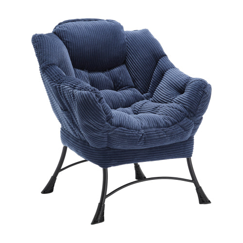 Lazy Chair with Ottoman, Modern Lounge Accent Chair with Armrests and a Side Pocket