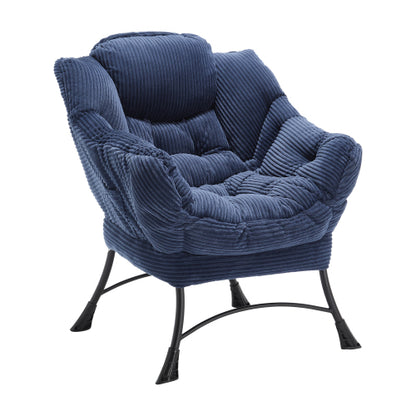 Lazy Chair with Ottoman, Modern Lounge Accent Chair with Armrests and a Side Pocket