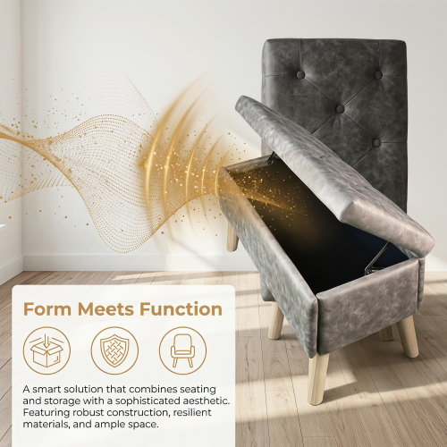 32 Inch Square Storage Ottoman Bench with Built-in Tray, Upholstered Footrest, Modern Multi-Functional End of Bed Bench
