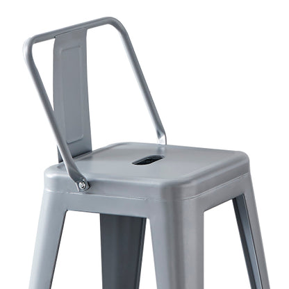 Modern Light Weight Industrial Contemporary Rustic Vintage Costal Metal Barstools with Bucket Back and 4 Leg Design, Seat Bar Stools (Set of 2) (24" Seat, Distressed White)