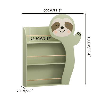 Sloth Kids Front Facing Bookshelf with 3-Tier Display Rack