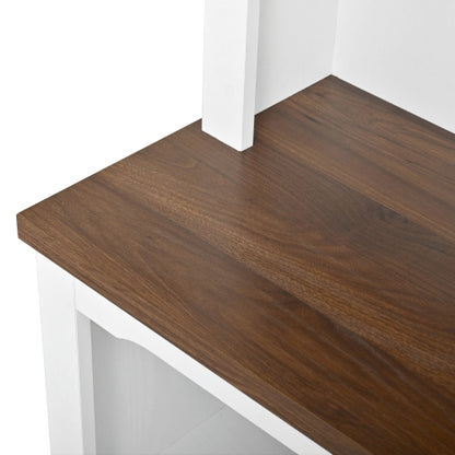 White Walnut Curved Top Two-Piece Combined Anti-Tip Tall Storage Cabinet