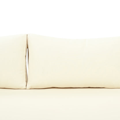 Acacia Wood Patio Furniture Set,Outdoor 3 Seater Daybed(with Water Resistant Thick Cushions)and Round Coffee Table, Beige Cushion