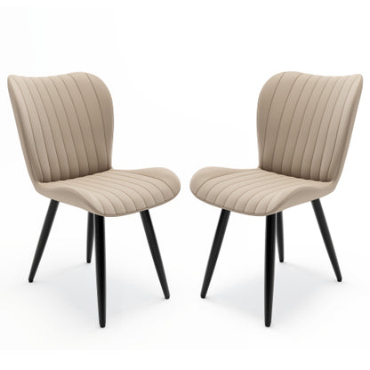 Set of 2 Industrial Style PU Leather Dining Chairs, Armless Side Chairs with Sturdy Metal Frame
