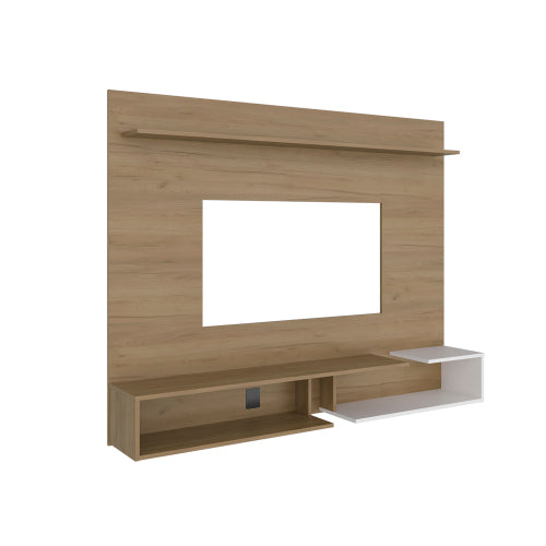 Gray 65 inch Floating TV Panel with Storage Shelves