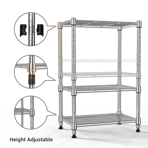 450 lbs Wire Storage Shelving 3-Tier Utility Shelving Unit Steel Organizer Wire Rack for Home,Kitchen,Office,Chrome(11.8" D x 17.7" W x 26.4" H)